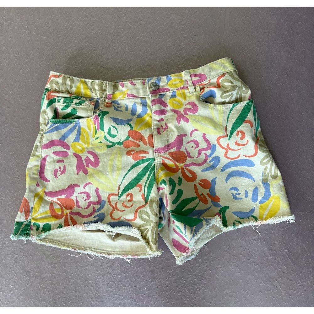 GAP‎ Girls Floral Cut-Off Midi Shorts Size 14 Multicolor Casual